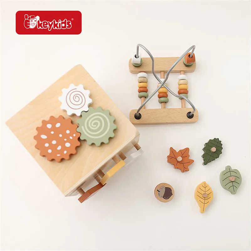 OEM Activity Cube Center Toy Educational Wooden Developmental Learning Toys for Kids W11B343